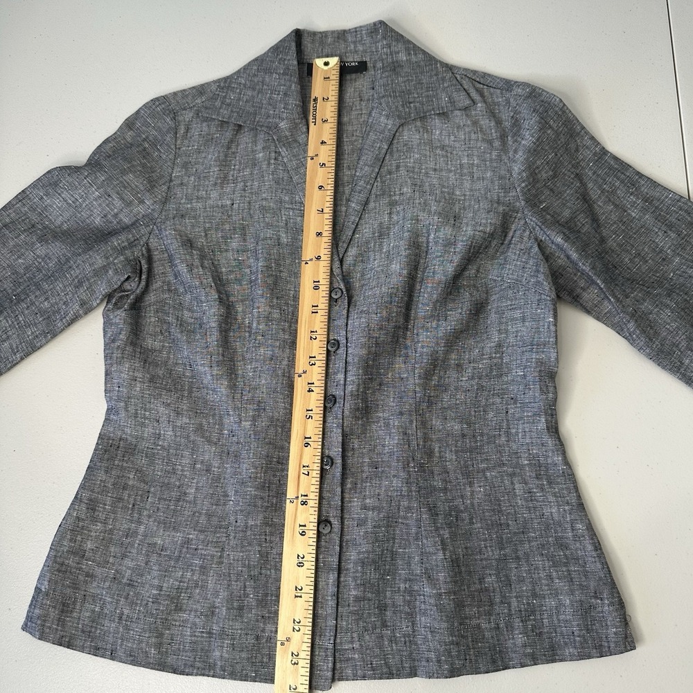 Jones New York Linen Button up Top Size 4 Gray - Picture 8 of 9
